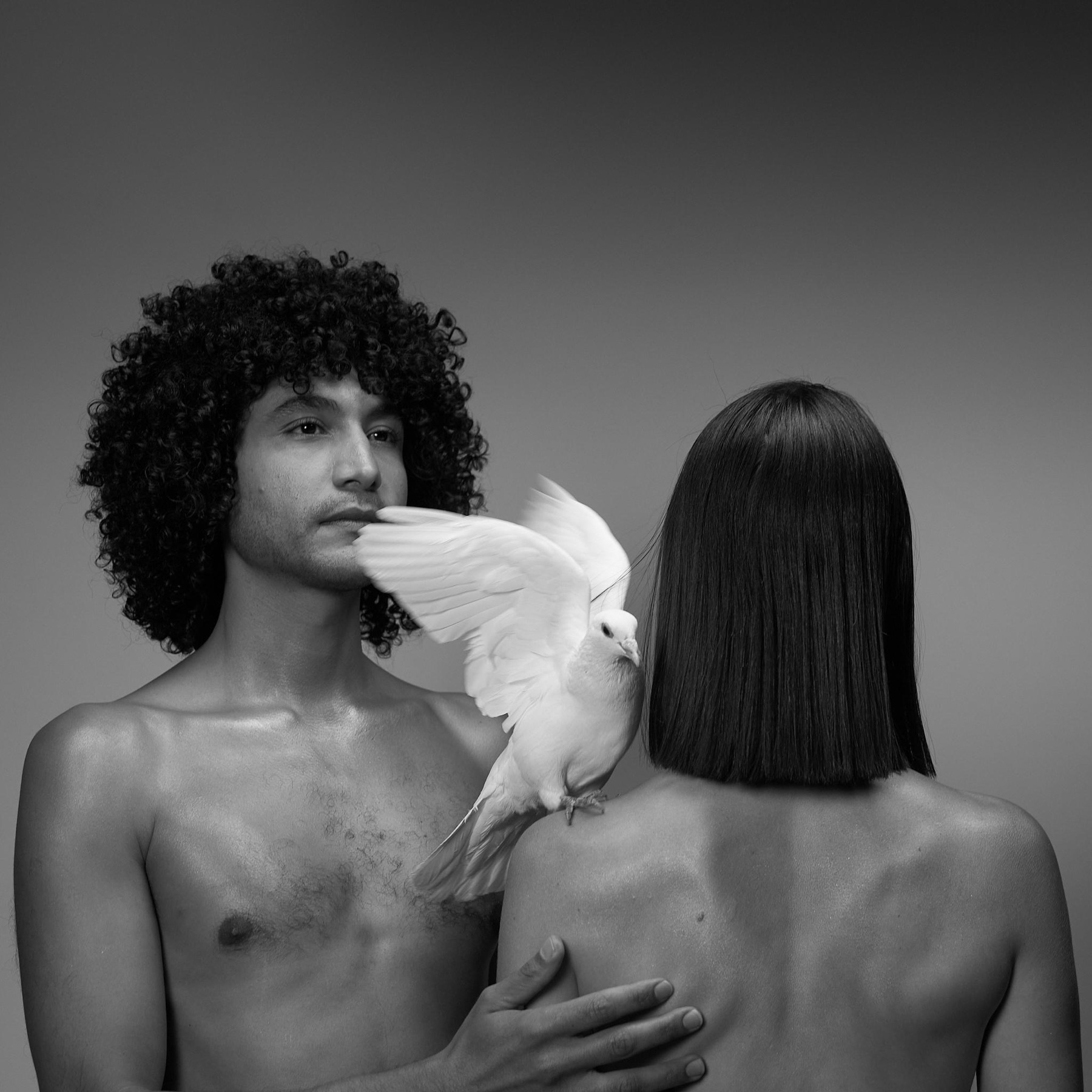 Lione Freeman with a white dove